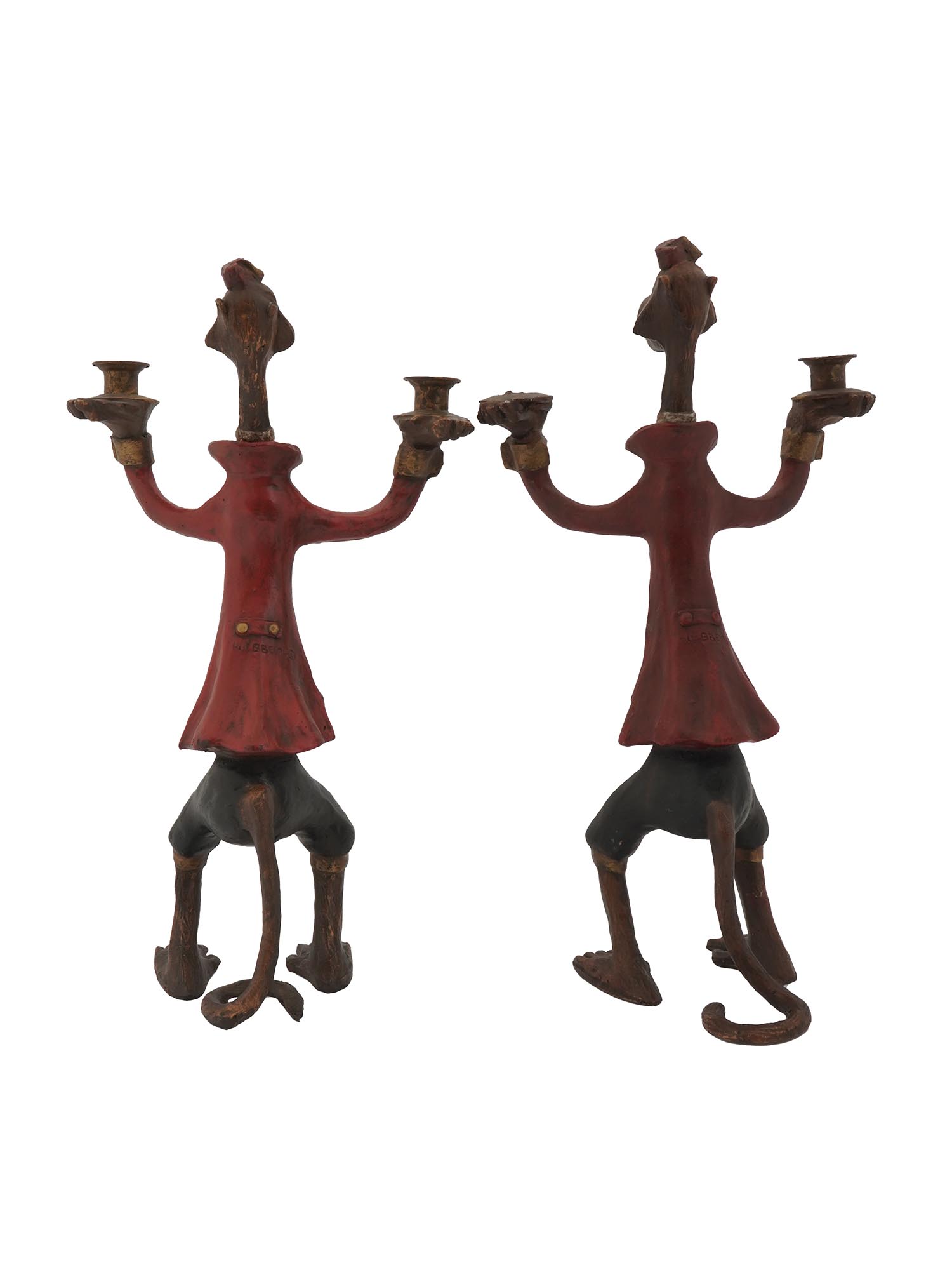 PAIR OF BILL HUEBBE CIRCUS MONKEY CANDLE HOLDERS PIC-6